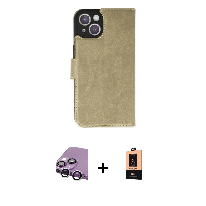 MARSİLYAN™- iPhone 14 Plus Kılıf Siluet Işık Serisi - Şeffaf Maxco Cam Ekran Koruyucu + Raze Metal Kamera Lens - GS