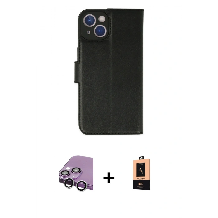 MARSİLYAN™- iPhone 14 Plus Kılıf Siluet Işık Serisi - Şeffaf Maxco Cam Ekran Koruyucu + Raze Metal Kamera Lens - GS