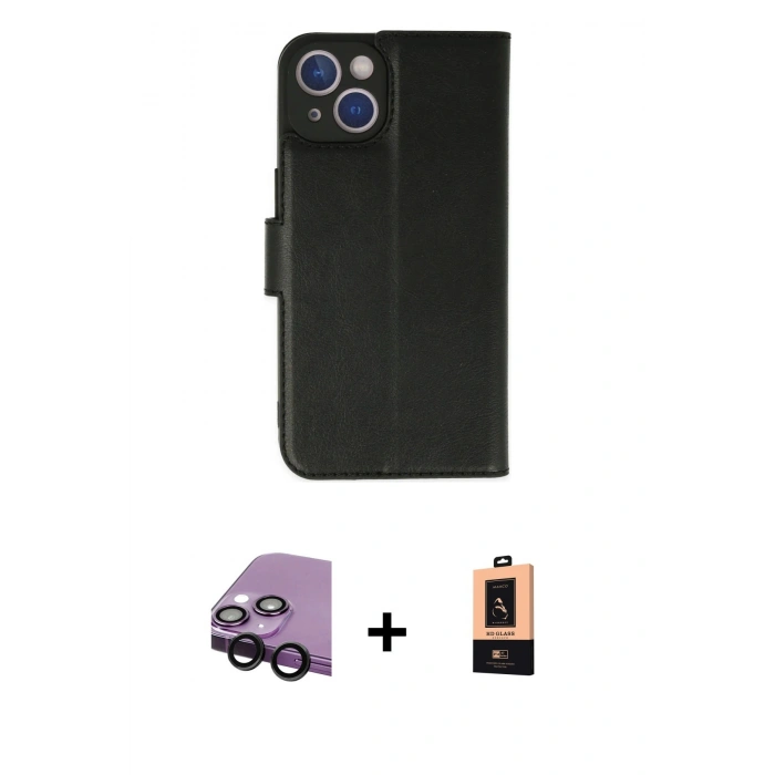 MARSİLYAN™- iPhone 14 Plus Kılıf Siluet Işık Serisi - Şeffaf Maxco Cam Ekran Koruyucu + Raze Metal Kamera Lens - SH