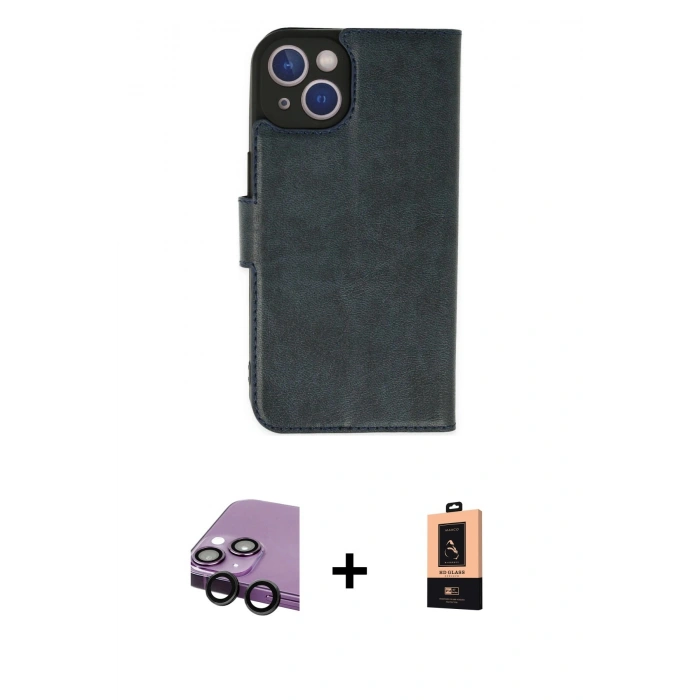 MARSİLYAN™- iPhone 14 Plus Kılıf Siluet Işık Serisi - Şeffaf Maxco Cam Ekran Koruyucu + Raze Metal Kamera Lens - SH