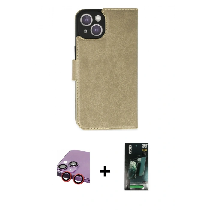 MARSİLYAN™- iPhone 14 Plus Kılıf Siluet Işık Serisi - Siyah 360 Mat Full Body Arka Koruyucu + Raze Metal Kamera Lens - KI