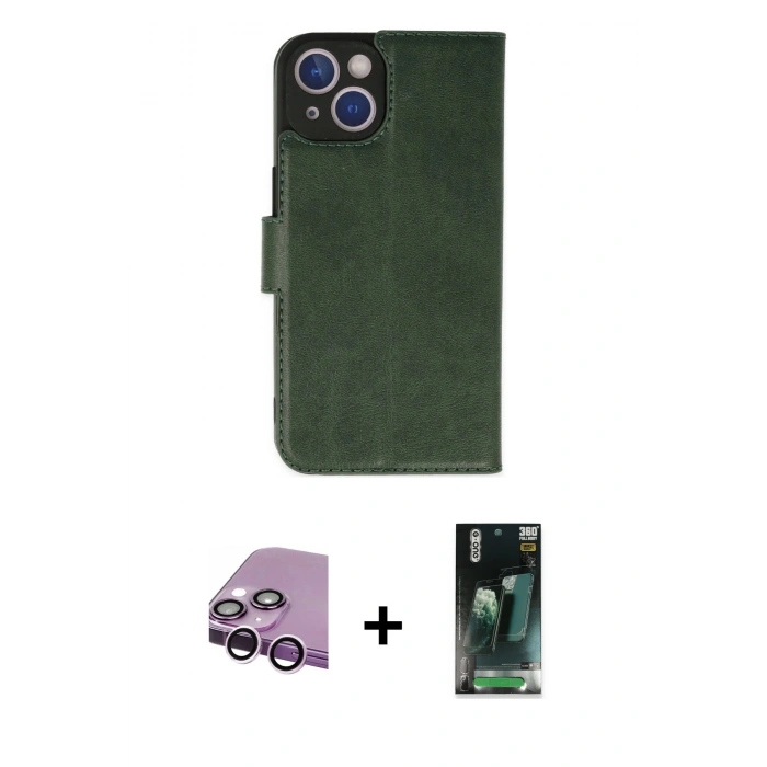 MARSİLYAN™- iPhone 14 Plus Kılıf Siluet Işık Serisi - Siyah 360 Mat Full Body Arka Koruyucu + Raze Metal Kamera Lens - MR