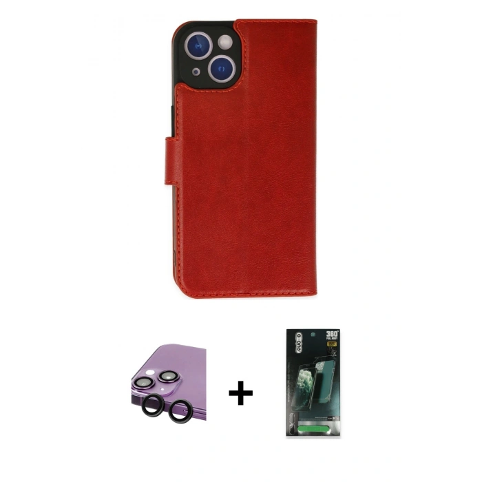 MARSİLYAN™- iPhone 14 Plus Kılıf Siluet Işık Serisi - Siyah 360 Mat Full Body Arka Koruyucu + Raze Metal Kamera Lens - SH