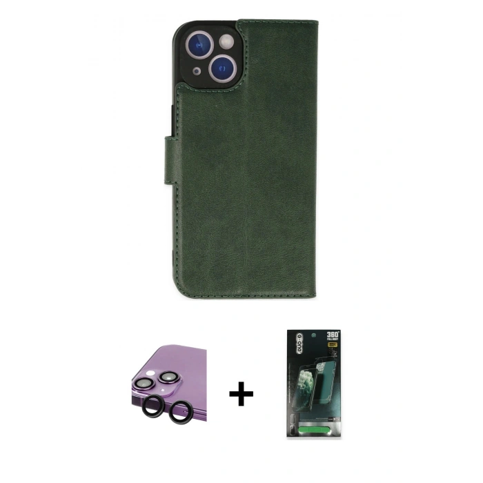 MARSİLYAN™- iPhone 14 Plus Kılıf Siluet Işık Serisi - Siyah 360 Mat Full Body Arka Koruyucu + Raze Metal Kamera Lens - SH