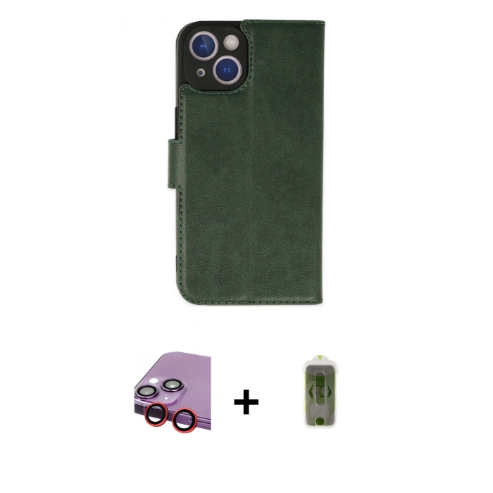 MARSİLYAN™- iPhone 14 Plus Kılıf Siluet Işık Serisi - Siyah Joko Magic 5D Hayalet Cam + Kırmızı Raze Metal Kamera Lens