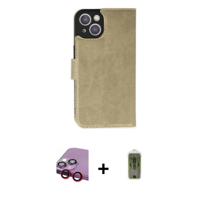 MARSİLYAN™- iPhone 14 Plus Kılıf Siluet Işık Serisi - Siyah Joko Magic 5D Hayalet Cam + Kırmızı Raze Metal Kamera Lens