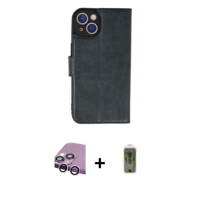 MARSİLYAN™- iPhone 14 Plus Kılıf Siluet Işık Serisi - Siyah Joko Magic 5D Hayalet Cam + Raze Metal Kamera Lens - MR