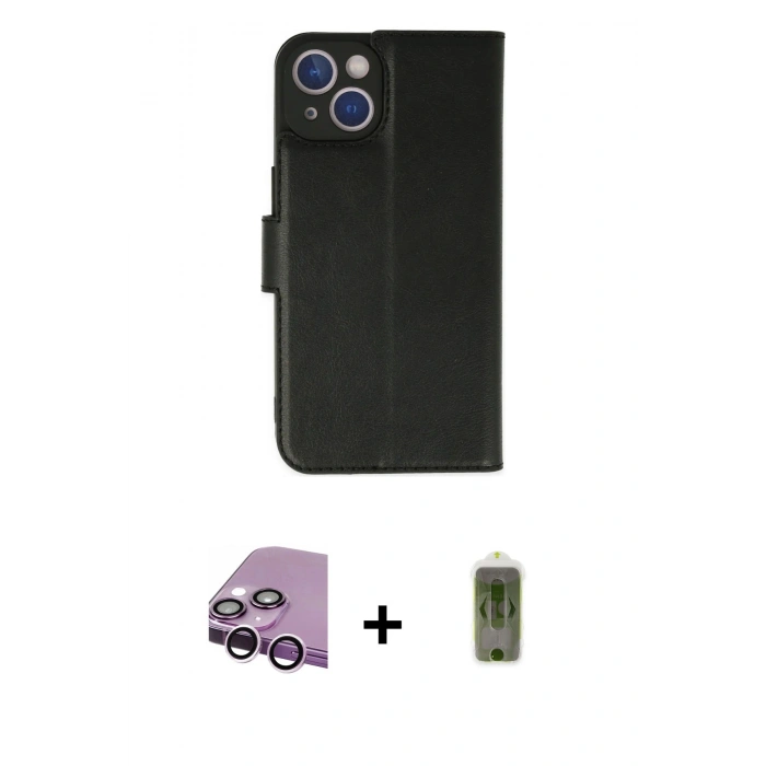 MARSİLYAN™- iPhone 14 Plus Kılıf Siluet Işık Serisi - Siyah Joko Magic 5D Hayalet Cam + Raze Metal Kamera Lens - MR