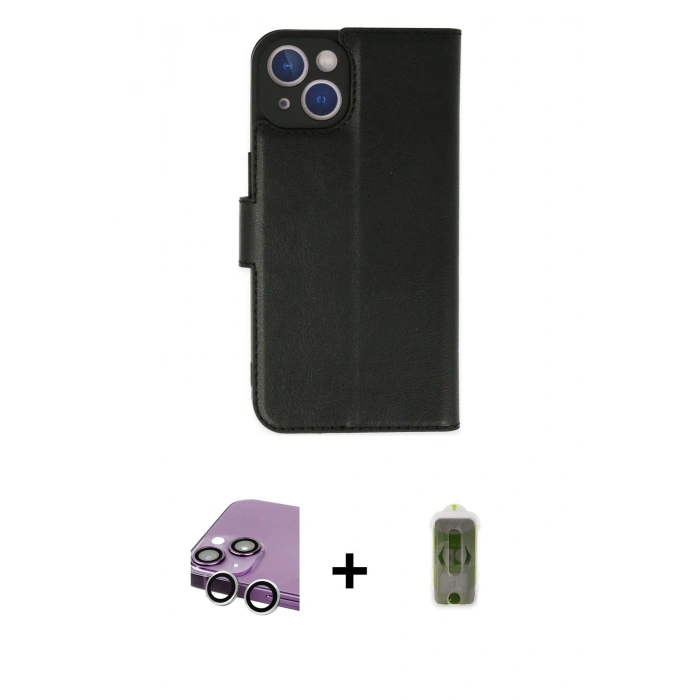 MARSİLYAN™- iPhone 14 Plus Kılıf Siluet Işık Serisi - Siyah Joko Magic 5D Hayalet Cam + Raze Metal Kamera Lens - GS