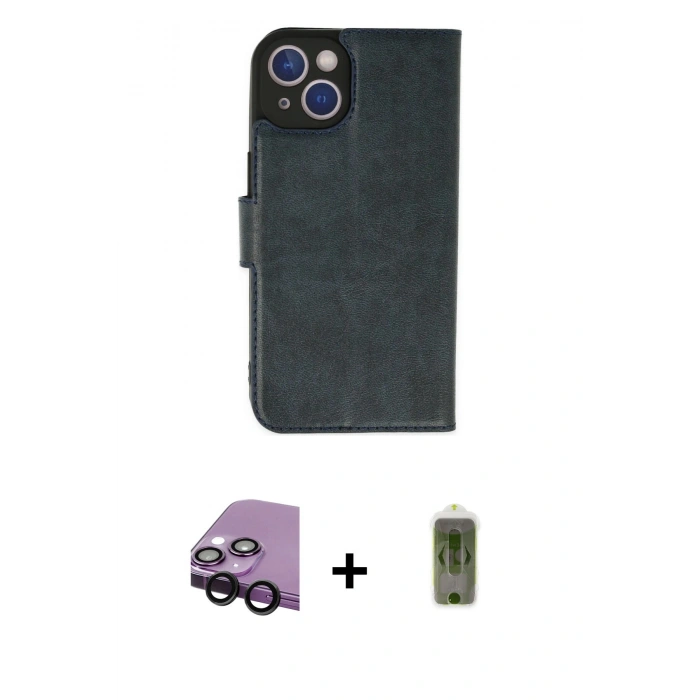 MARSİLYAN™- iPhone 14 Plus Kılıf Siluet Işık Serisi - Siyah Joko Magic 5D Hayalet Cam + Raze Metal Kamera Lens - SH