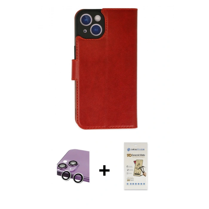 MARSİLYAN™- iPhone 14 Plus Kılıf Siluet Işık Serisi - Siyah Mat Seramik Nano Ekran Koruyucu + Raze Metal Kamera Lens - GS