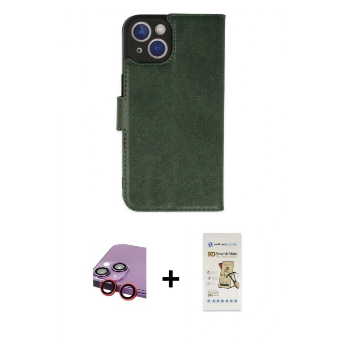 MARSİLYAN™- iPhone 14 Plus Kılıf Siluet Işık Serisi - Siyah Mat Seramik Nano Ekran Koruyucu + Raze Metal Kamera Lens - KI