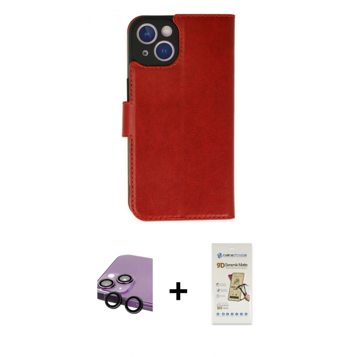 MARSİLYAN™- iPhone 14 Plus Kılıf Siluet Işık Serisi - Siyah Mat Seramik Nano Ekran Koruyucu + Raze Metal Kamera Lens - SH