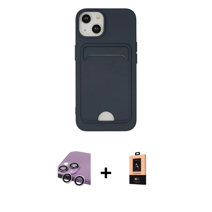 MARSİLYAN™- iPhone 14 Plus Kılıf Vadi Çizgi Prime - Şeffaf Maxco Cam Ekran Koruyucu + Raze Metal Kamera Lens - GS