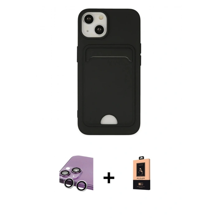 MARSİLYAN™- iPhone 14 Plus Kılıf Vadi Çizgi Prime - Şeffaf Maxco Cam Ekran Koruyucu + Raze Metal Kamera Lens - GS