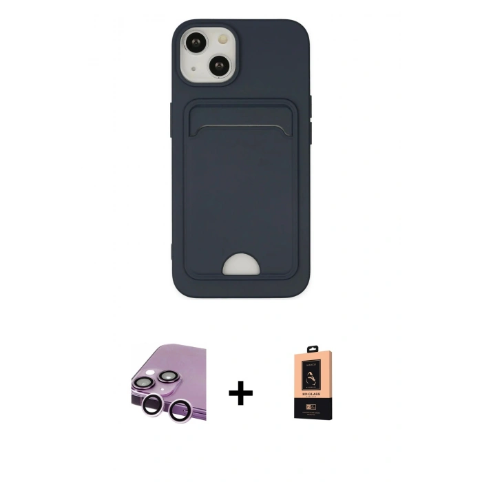 MARSİLYAN™- iPhone 14 Plus Kılıf Vadi Çizgi Prime - Şeffaf Maxco Cam Ekran Koruyucu + Raze Metal Kamera Lens - MR