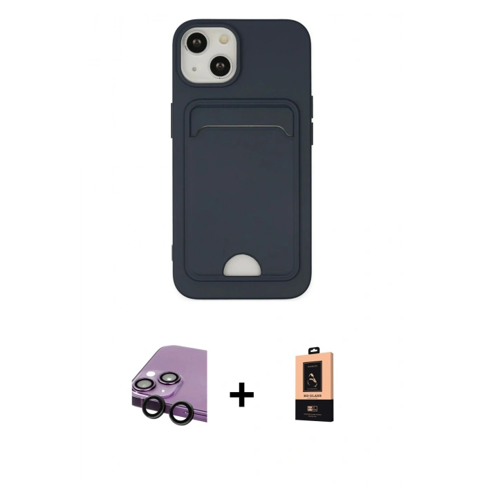 MARSİLYAN™- iPhone 14 Plus Kılıf Vadi Çizgi Prime - Şeffaf Maxco Cam Ekran Koruyucu + Raze Metal Kamera Lens - SH