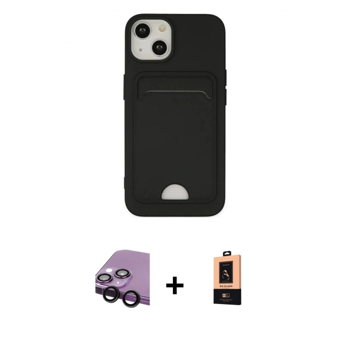 MARSİLYAN™- iPhone 14 Plus Kılıf Vadi Çizgi Prime - Şeffaf Maxco Cam Ekran Koruyucu + Raze Metal Kamera Lens - SH