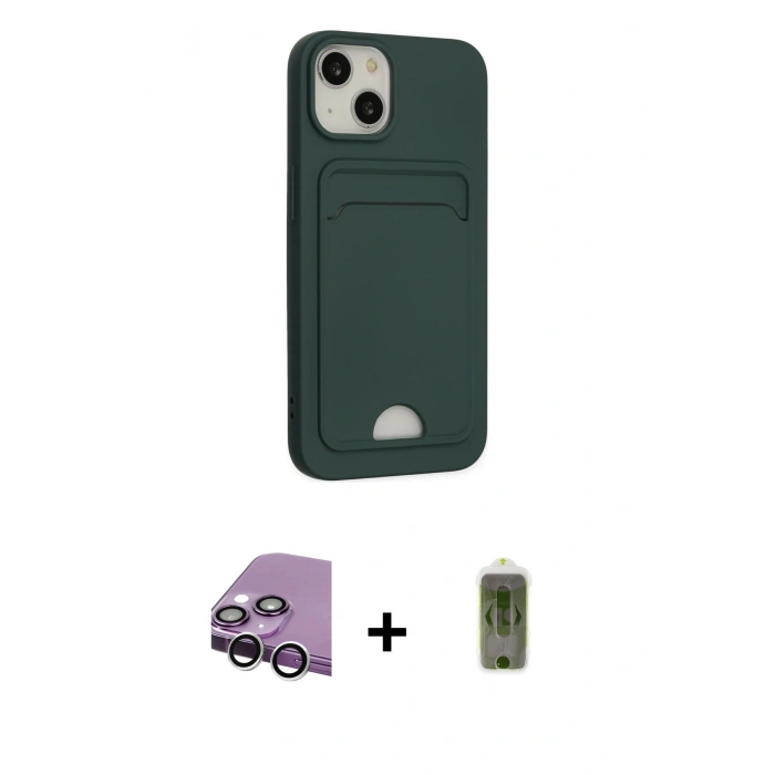 MARSİLYAN™- iPhone 14 Plus Kılıf Vadi Çizgi Prime - Siyah Joko Magic 5D Hayalet Cam + Raze Metal Kamera Lens - GS