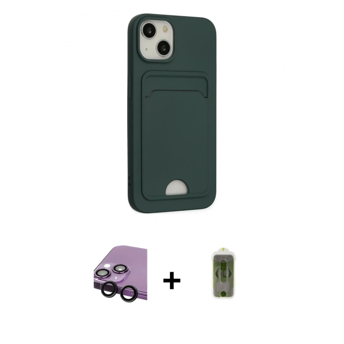MARSİLYAN™- iPhone 14 Plus Kılıf Vadi Çizgi Prime - Siyah Joko Magic 5D Hayalet Cam + Raze Metal Kamera Lens - SH