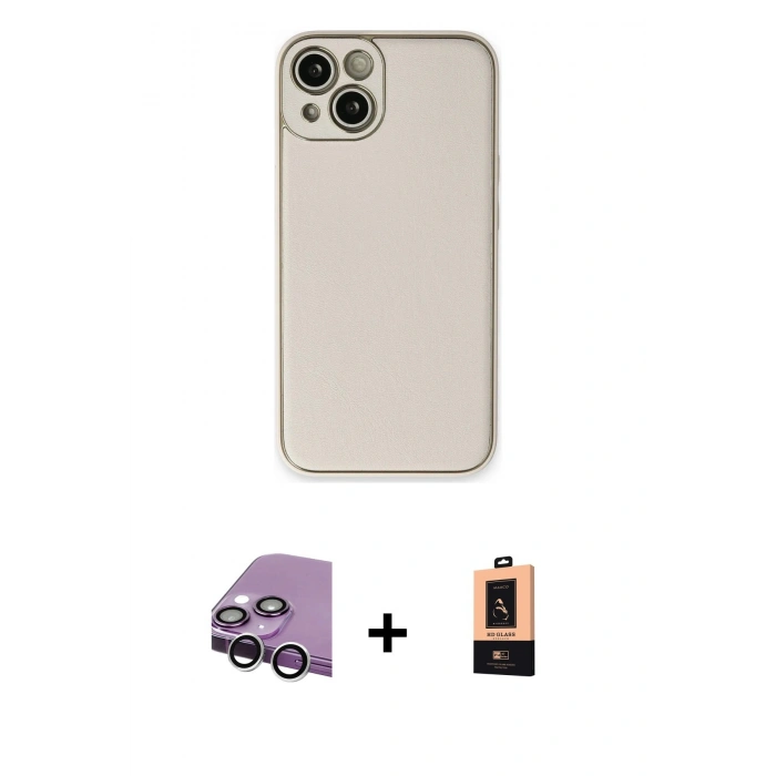 MARSİLYAN™- iPhone 14 Plus Kılıf Yadigar Klasik - Şeffaf Maxco Cam Ekran Koruyucu + Raze Metal Kamera Lens - GS