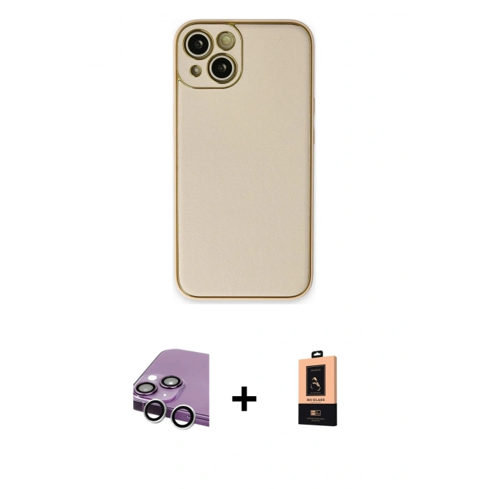 MARSİLYAN™- iPhone 14 Plus Kılıf Yadigar Klasik - Şeffaf Maxco Cam Ekran Koruyucu + Raze Metal Kamera Lens - GS