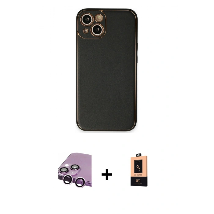 MARSİLYAN™- iPhone 14 Plus Kılıf Yadigar Klasik - Şeffaf Maxco Cam Ekran Koruyucu + Raze Metal Kamera Lens - MR