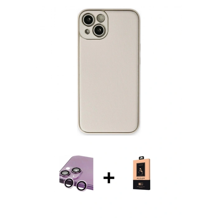 MARSİLYAN™- iPhone 14 Plus Kılıf Yadigar Klasik - Şeffaf Maxco Cam Ekran Koruyucu + Raze Metal Kamera Lens - MR