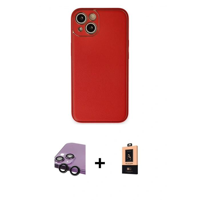 MARSİLYAN™- iPhone 14 Plus Kılıf Yadigar Klasik - Şeffaf Maxco Cam Ekran Koruyucu + Siyah Raze Metal Kamera Lens
