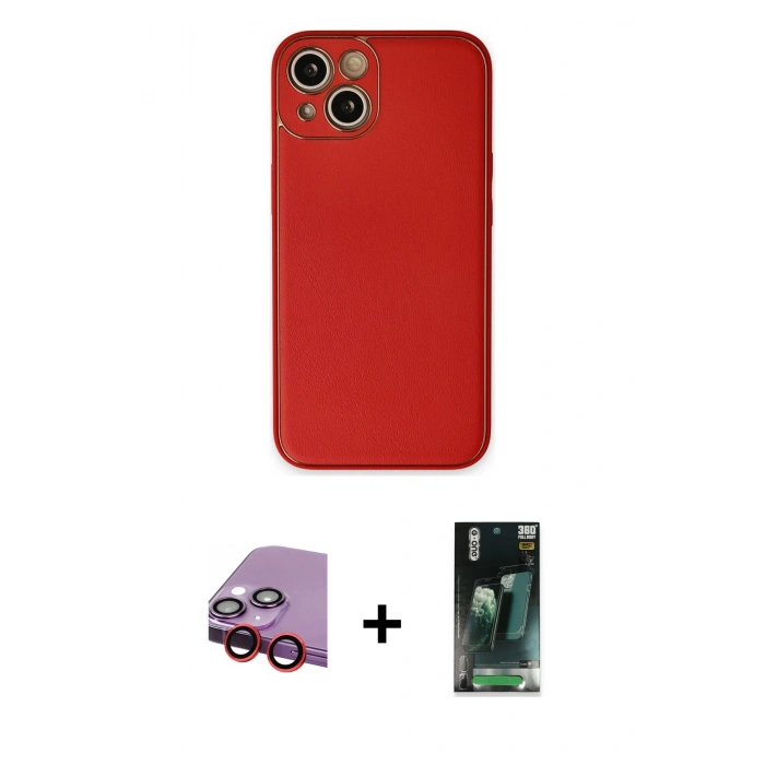 MARSİLYAN™- iPhone 14 Plus Kılıf Yadigar Klasik - Siyah 360 Mat Full Body Arka Koruyucu + Raze Metal Kamera Lens - KI