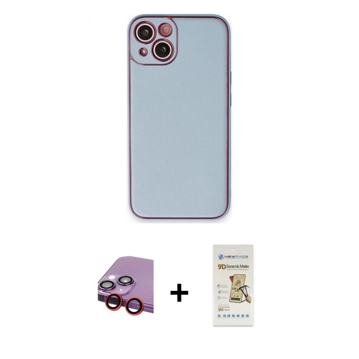 MARSİLYAN™- iPhone 14 Plus Kılıf Yadigar Klasik - Siyah Mat Seramik Nano Ekran Koruyucu + Raze Metal Kamera Lens - KI