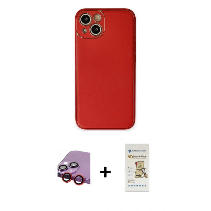 MARSİLYAN™- iPhone 14 Plus Kılıf Yadigar Klasik - Siyah Mat Seramik Nano Ekran Koruyucu + Raze Metal Kamera Lens - KI