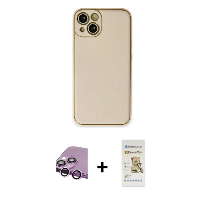 MARSİLYAN™- iPhone 14 Plus Kılıf Yadigar Klasik - Siyah Mat Seramik Nano Ekran Koruyucu + Raze Metal Kamera Lens - MR