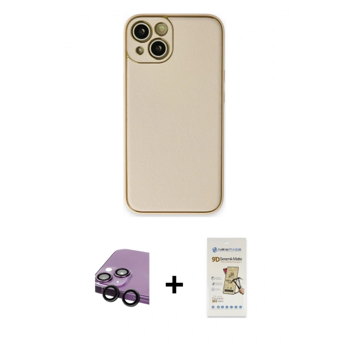 MARSİLYAN™- iPhone 14 Plus Kılıf Yadigar Klasik - Siyah Mat Seramik Nano Ekran Koruyucu + Raze Metal Kamera Lens - SH