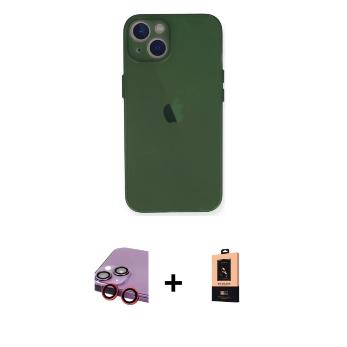 MARSİLYAN™- iPhone 14 Plus Kılıf Yadigar Yansıma Serisi - Şeffaf Maxco Cam Ekran Koruyucu + Raze Metal Kamera Lens - KI