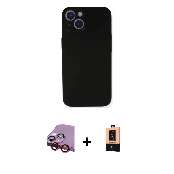 MARSİLYAN™- iPhone 14 Plus Kılıf Yadigar Yansıma Serisi - Şeffaf Maxco Cam Ekran Koruyucu + Raze Metal Kamera Lens - KI