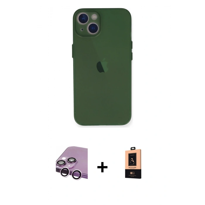 MARSİLYAN™- iPhone 14 Plus Kılıf Yadigar Yansıma Serisi - Şeffaf Maxco Cam Ekran Koruyucu + Raze Metal Kamera Lens - MR