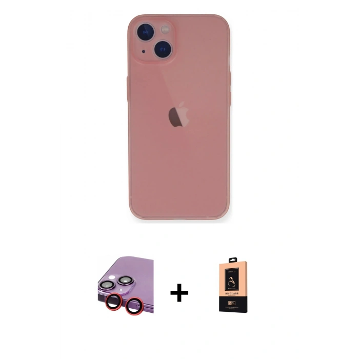 MARSİLYAN™- iPhone 14 Plus Kılıf Yadigar Yansıma Serisi - Şeffaf Maxco Cam Ekran Koruyucu + Raze Metal Kamera Lens - KI