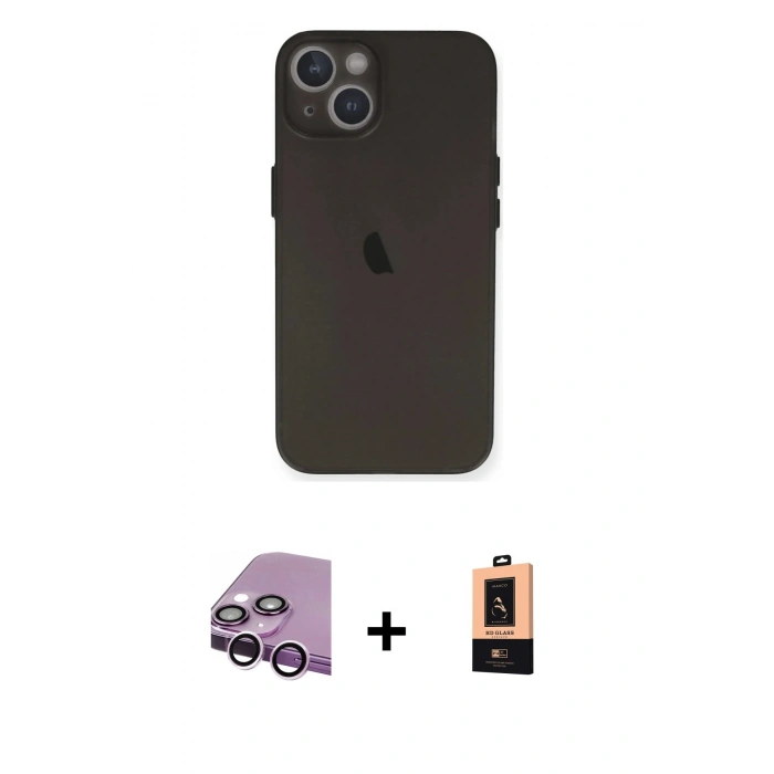 MARSİLYAN™- iPhone 14 Plus Kılıf Yadigar Yansıma Serisi - Şeffaf Maxco Cam Ekran Koruyucu + Raze Metal Kamera Lens - MR