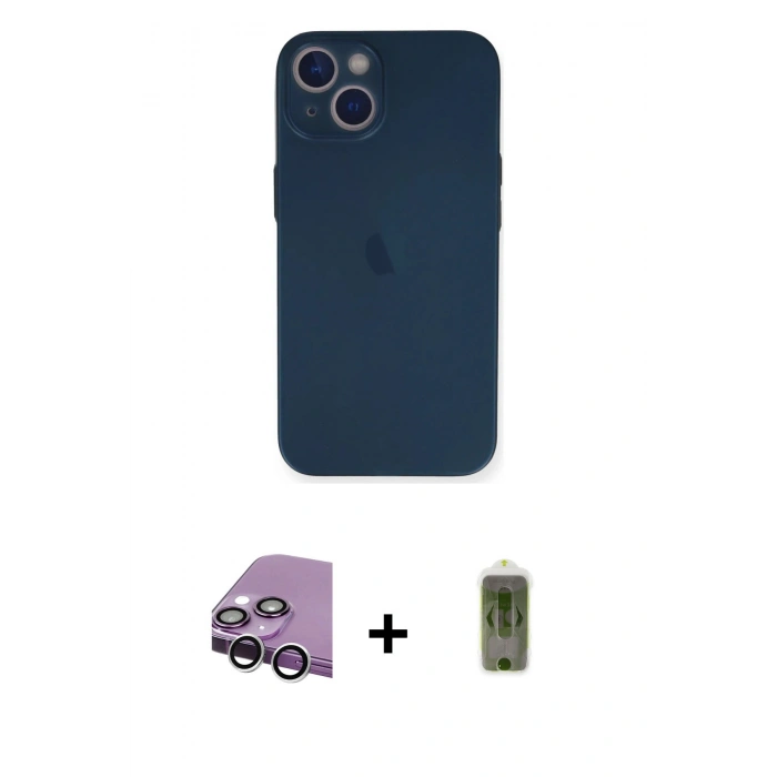 MARSİLYAN™- iPhone 14 Plus Kılıf Yadigar Yansıma Serisi - Siyah Joko Magic 5D Hayalet Cam + Raze Metal Kamera Lens - GS
