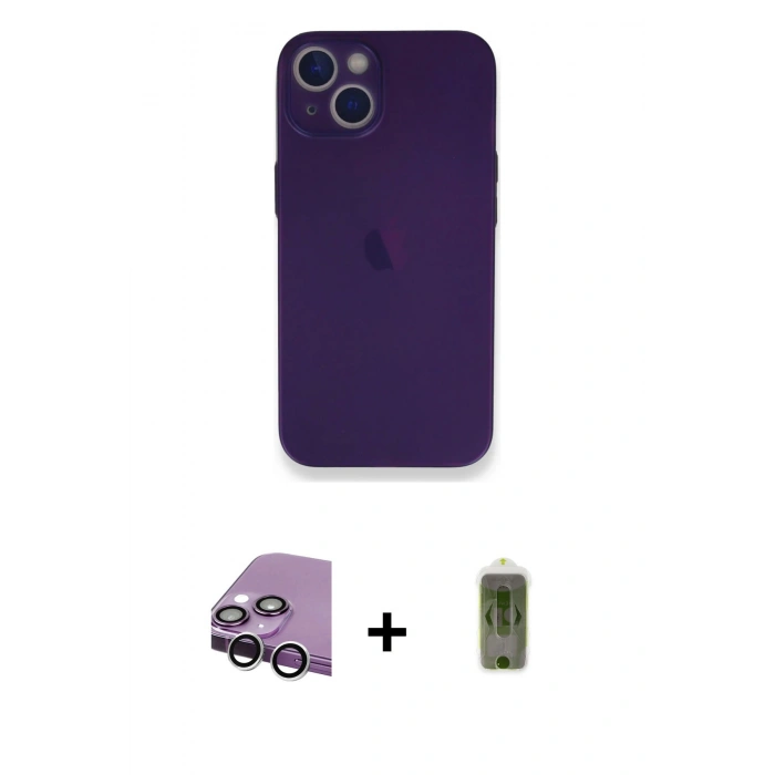 MARSİLYAN™- iPhone 14 Plus Kılıf Yadigar Yansıma Serisi - Siyah Joko Magic 5D Hayalet Cam + Raze Metal Kamera Lens - GS