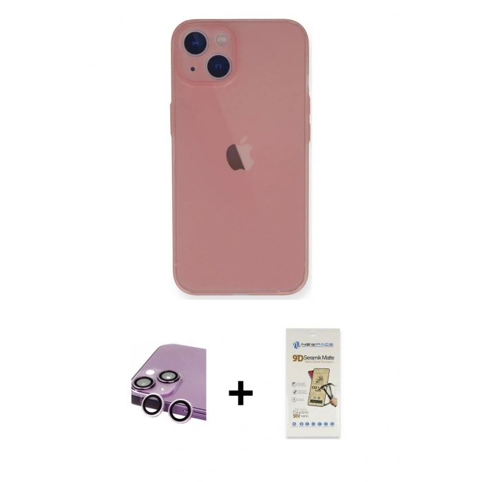 MARSİLYAN™- iPhone 14 Plus Kılıf Yadigar Yansıma Serisi - Siyah Mat Seramik Nano Ekran Koruyucu + Raze Metal Kamera Lens - MR