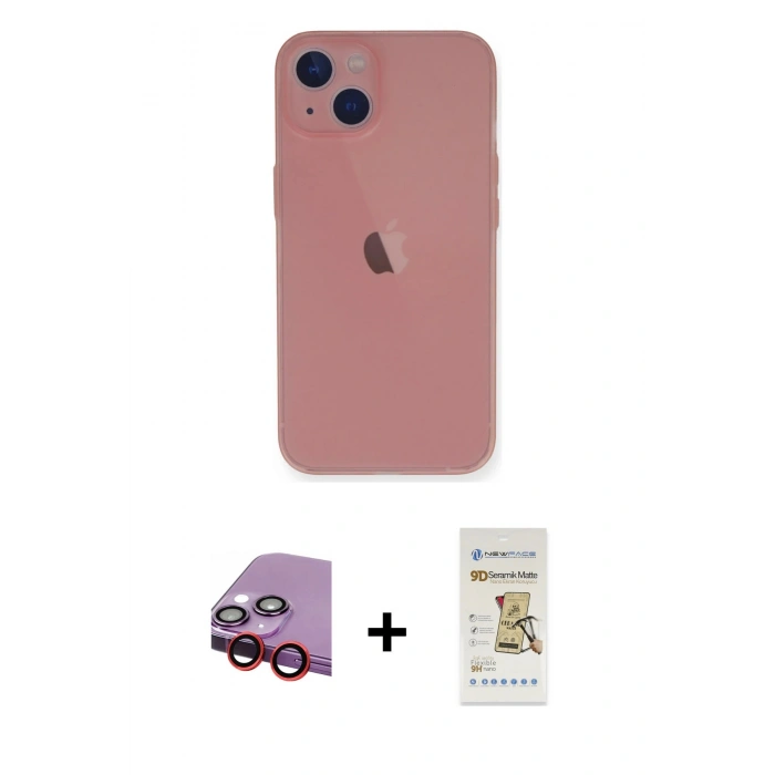 MARSİLYAN™- iPhone 14 Plus Kılıf Yadigar Yansıma Serisi - Siyah Mat Seramik Nano Ekran Koruyucu + Raze Metal Kamera Lens - KI