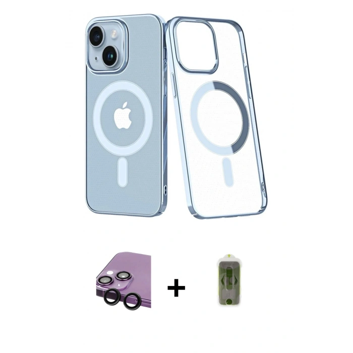 MARSİLYAN™- iPhone 14 Plus Kılıf Yörünge Minimal - Siyah Joko Magic 5D Hayalet Cam + Raze Metal Kamera Lens - SH
