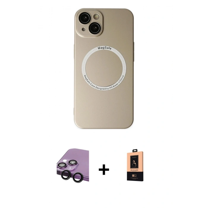 MARSİLYAN™- iPhone 14 Plus Kılıf Zirve Klasik Prime - Şeffaf Maxco Cam Ekran Koruyucu + Raze Metal Kamera Lens - SH