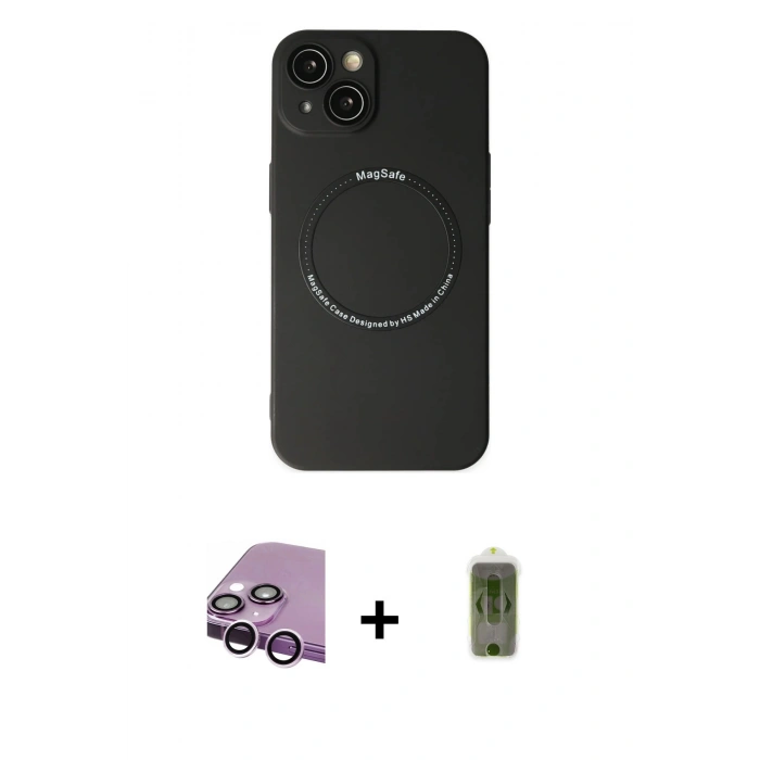 MARSİLYAN™- iPhone 14 Plus Kılıf Zirve Klasik Prime - Siyah Joko Magic 5D Hayalet Cam + Raze Metal Kamera Lens - MR