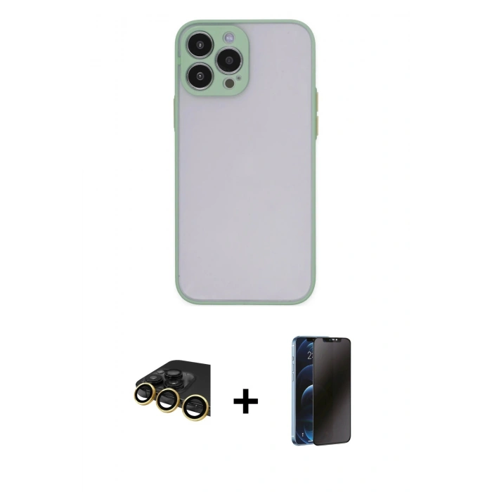 MARSİLYAN™- iPhone 14 Pro Kılıf Ahenk Çizgi Serisi - Siyah 3D Antistatik Hayalet Cam Ekran Koruyucu + Raze Metal Kamera Lens - GD