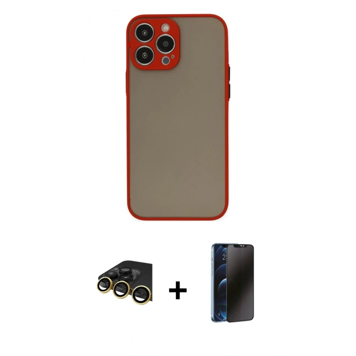 MARSİLYAN™- iPhone 14 Pro Kılıf Ahenk Çizgi Serisi - Siyah 3D Antistatik Hayalet Cam Ekran Koruyucu + Raze Metal Kamera Lens - GD