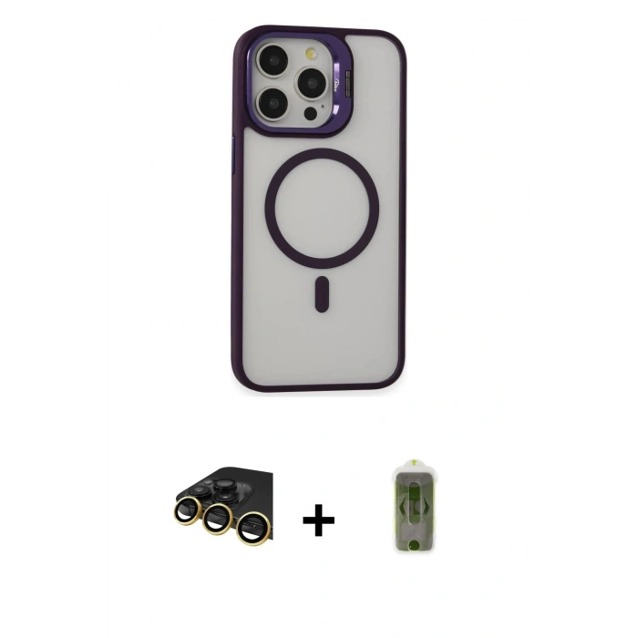 MARSİLYAN™- iPhone 14 Pro Kılıf Ahenk Klasik Özel Seri - Siyah Joko Magic 5D Hayalet Cam + Raze Metal Kamera Lens - GD