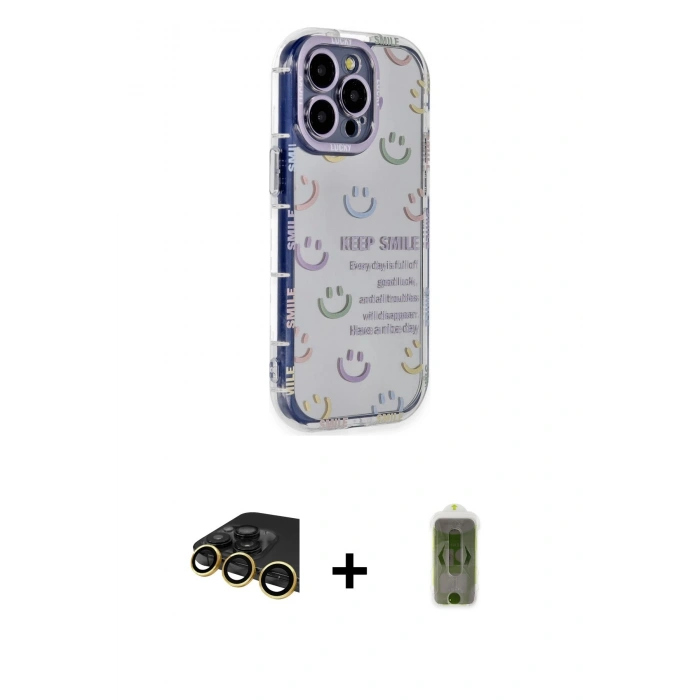 MARSİLYAN™- iPhone 14 Pro Kılıf Ahenk Modern Serisi - Siyah Joko Magic 5D Hayalet Cam + Raze Metal Kamera Lens - GD